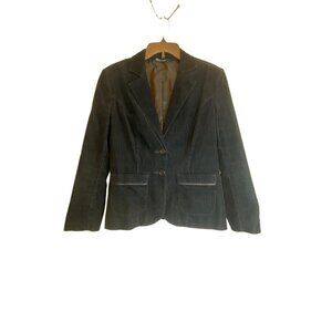 Y2K Marks & Spencer Women's Black Corduroy Fitted Blazer Jacket Size 12/US 8